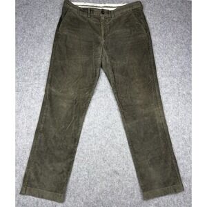 LL Bean Country Corduroy Pants Men 36x32 Dark Green Stretch Trouser 508109